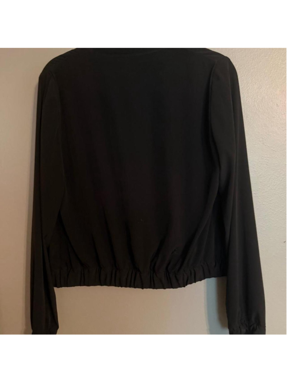 Express Black Draped Zip Front Bomber Jacket S - Picture 5 of 6